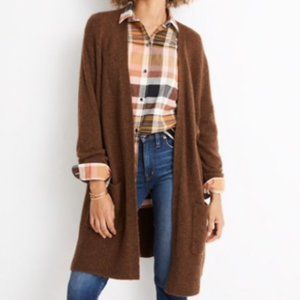 Madewell Kent Coziest Yarn Merino Wool Alpaca Blend Long Cardigan Brown Size M
